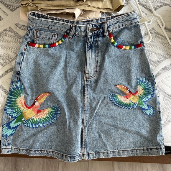 Farm Río for Anthropologie Embroidered Denim Skirt - Picture 7 of 14